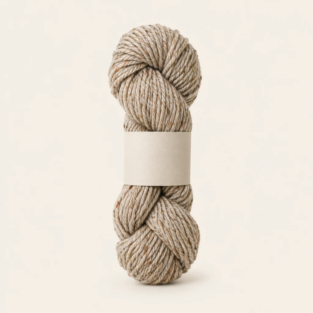 Hank of heathered oatmeal tweed DK yarn